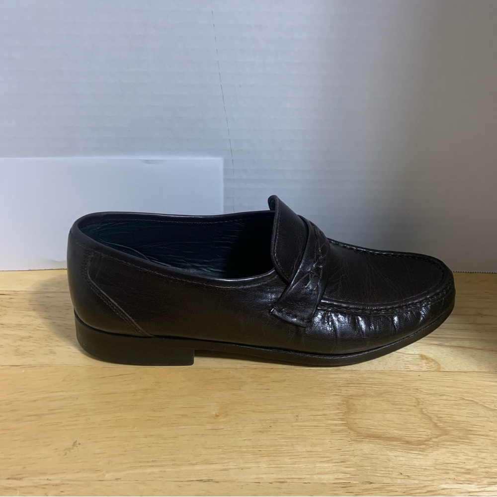 Mens Stafford Brown Leather MOC Loafers Size 9.5 D
